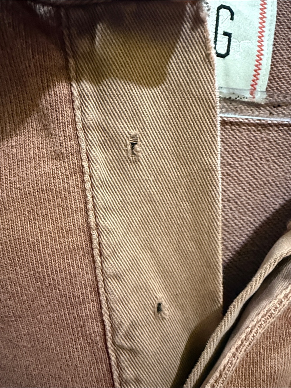BDG (FLAW) oversized Rust Brown Polo-Style Crewneck Sweatshirt pocket large - Picture 6 of 8